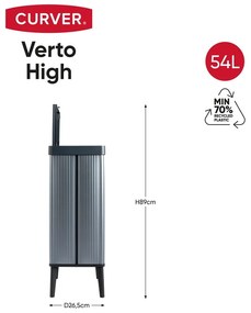 Modrý dotykový odpadkový kôš z recyklovaného plastu 54 l Verto High – Curver