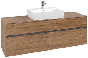 VILLEROY &amp; BOCH Collaro závesná skrinka pod umývadlo na dosku (umývadlo v strede), 4 zásuvky, 1600 x 500 x 548 mm, Oak Kansas, C13400RH