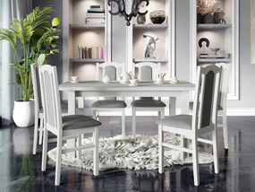 Rozkladací stôl so 6 stoličkami AL06, Morenie: biela - L, Poťahové látky: Hygge D91