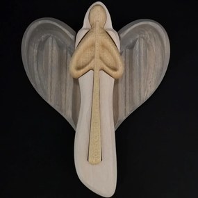 AMADEA Drevený anjel s flautou, farebný, masívne drevo, 22x15x2 cm