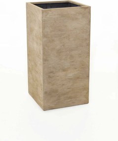 Vysoký kvetináč BLOCK, sklolaminát, výška 80 cm, béžové riadky