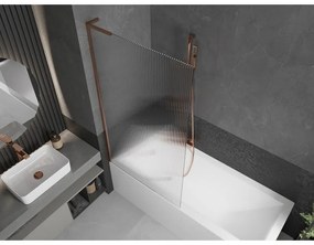 Mexen Next L, 1-krídlová vaňová zástena 90 x 150 cm, 6mm sklo s rebrovým vzorom, ružové zlato profil, 895-090-000-03-09-60