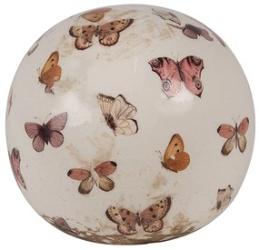 Béžová antik dekorácia gule s motýlikmi Butterfly Paradise M - Ø 10*10 cm