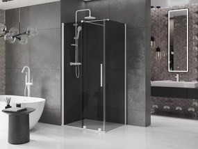 Mexen Velar, sprchový kút s posuvnými dverami 100 x 80 cm, 8mm šedé sklo, biela matná, 871-100-080-41-20