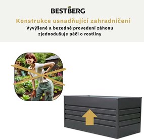 Vyvýšený záhradný záhon BestBerg VZ-1100A / 1100 l / 180 x 90 x 70 cm / šedá