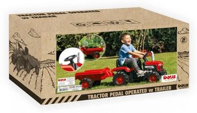 Dolu Detský traktor šliapací s vlečkou, červená