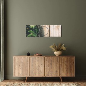 Obraz sukulentov v skle (s hodinami) (90x30 cm)
