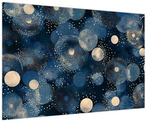 Obraz - Modro-zlaté krúžky (90x60 cm)