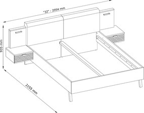 Posteľ s nočnými stolíkmi Trattino 180x200 cm, s osvetlením