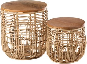 2ks prírodný ratanový odkladací stolík Ellen Rattan - 48*48*52 / 38*38*40 cm
