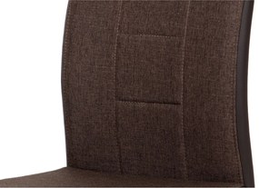 Jedálenská stolička RIVONA — chróm, hnedá látka/hnedá koženka