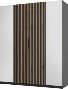 4-dverová skriňa do spálne s zrkadlom a lamelami Dravero Bl/ev-bl 2L 2LAM