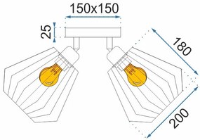 Toolight, Závesné dvojité stropné svietidlo kovové stropné 392194, čierna, OSW-04000