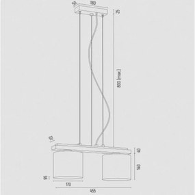 Argon 7164 - Luster na lanku CANOA 2xE27/15W/230V čierna