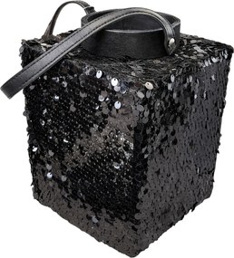 Lucerna s flitrami LOFTY GLAM 27 cm, čierna
