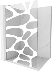 Mexen Kioto L, sprchová zástena Walk-In 100 x 200 cm, 8mm číre sklo biely vzor, brúsená oceľ profil, 800-100-103-97-97