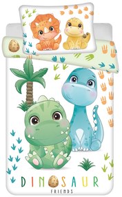 Bavlnené obliečky do postieľky DINO BABIES biele Rozmer obliečky: 40 x 60 cm | 100 x 135 cm