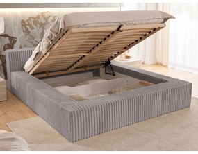 Sivá čalúnená dvojlôžková posteľ s úložným priestorom s roštom 180x200 cm Cloe – Ropez