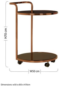 Servírovací stolík na kolieskach so sklenenou doskou ø 50 cm Ackley – Premier Housewares