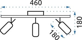 Toolight - Stropné-nástenné svietidlo typu reflektor, 3-bodové, 3xGU10 392197, chrómová, OSW-08483