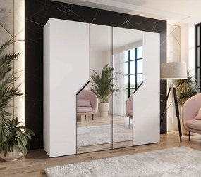 Šatníková skriňa Alaris 2 200 (biela + čierna) (so zrkadlom). Akcia -20%. Vlastná spoľahlivá doprava až k Vám domov. 1144190