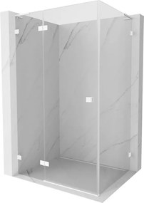 Mexen Lunar, L sklápací sprchový kút ľavý 90 x 70 cm, 8mm číre sklo, biely profil, 834L-090-070-20-00-L