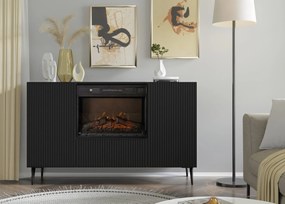 Komoda s elektrickým krbom 2D1K Rowanna (čierna). Akcia -20%. Vlastná spoľahlivá doprava až k Vám domov. 1124992
