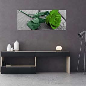 Obraz - Zelená ruža (120x50 cm)