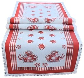 Obrus Kráľovstvo srdcí – červený 40x140 cm