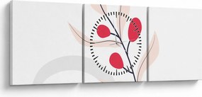Obraz - Ružová florálna abstrakcia N⁰3 (s hodinami) (90x30 cm)