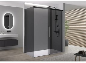CERANO - Sprchovací kút Lantono L/P - 8 mm - čierna matná, grafitové sklo - 140x100 cm - posuvný, CER-CER-8050BD7526