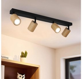 Brilagi - Bodové svietidlo MODERN WOOD 4xGU10/8W/230V kaučukovník/čierna