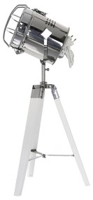 Dekorstudio Podlahová lampa TRIPOD na bielej trojnožke s chrómovaným tienidlom