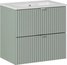 Comad Kúpeľňová skrinka s keramickým umývadlom Line Reed Green II 60 cm - zelená