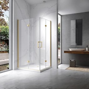 BPS-koupelny Obdĺžnikový sprchový kút ZES KZ12B GL BR 100x80 zlatá kartáčovaná/transparent - bez vaničky