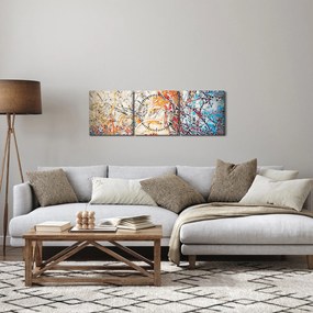 Obraz - Mozaiková abstrakcia (s hodinami) (90x30 cm)