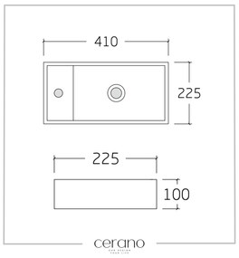 Cerano Giovanni, keramické umývadlo 410x225x100 mm, závesné ľavé, biela lesklá, CER-CER-417179