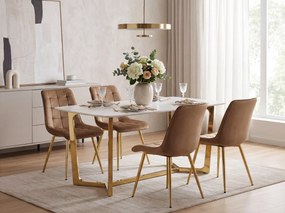 AKCIA Jedálenská stolička SPLIT VELVET so zlatými nohami, hnedá II. akosť