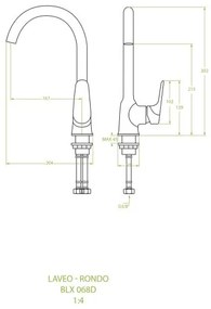 Laveo Rondo, kuchynská batéria stojaca h-302, chrómová, LAV-BLX_068D