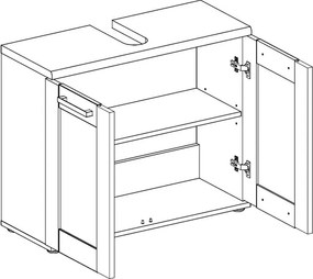 Kúpeľňová skrinka pod umývadlo Romance, smrekovec/dub