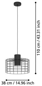 Eglo 43627 - Luster na lanku MILLIGAN 1xE27/40W/230V pr. 38 cm čierna