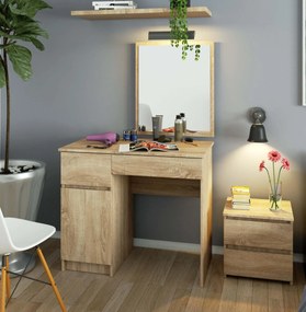 Toaletný stolík Parijat (dub sonoma) (so zrkadlom) (L). Akcia -16%. Vlastná spoľahlivá doprava až k Vám domov. 1128845