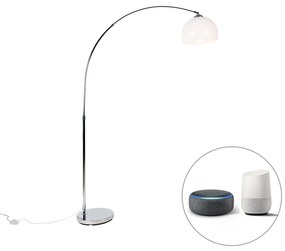 Inteligentná oblúková lampa chrómová s bielym tienidlom vrátane Wifi A60 - Arc Basic