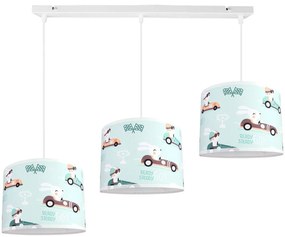 Detské závesné svietidlo Cone, 3x textilné tienidlo so vzorom (výber zo 6 farieb), (výber z 2 farieb konštrukcie)