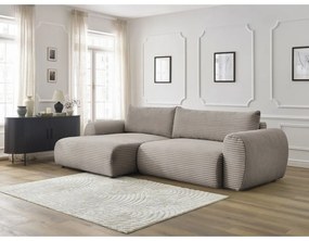 Svetlosivo-béžová menčestrová rozkladacia rohová pohovka (ľavý roh) Lucien – Bobochic Paris