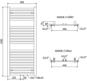 Mexen Hades, elektrické vykurovacie teleso 1200 x 500 mm, 600 W, čierna, W104-1200-500-2600-70