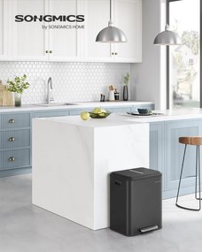 Kuchynský odpadkový kôš SONGMICS, 2 x 15 l, oceľ, čierna farba