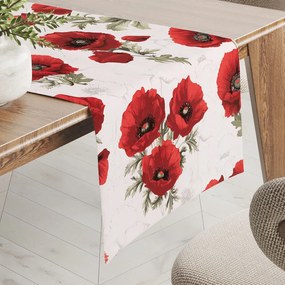 Biante Bavlnený behúň na stôl Sandra SA-632 Vlčie maky na bielom 35x160 cm