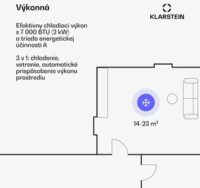 Klarstein Breeze Box 7K Smart PAC klimatizácia, režim 3 v 1, Inteigentné ovládanie, do 25 m², 24-hodinový časovač, mobilná