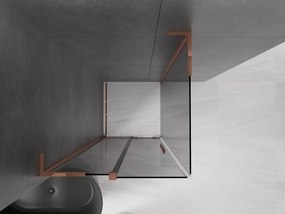 Mexen Velar L, sprchový kút s posuvnými dverami 100 x 100 cm, 8mm šedé sklo, ružové zlato, 871-100-100-43-60